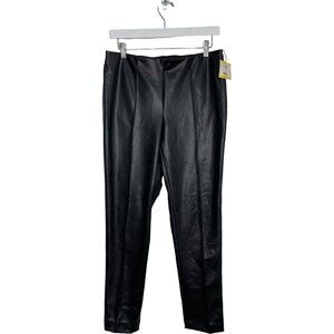 Anne Klein Womens Black Faux Leather Pull-On Skinny‎ Fit Ankle Size M NWT